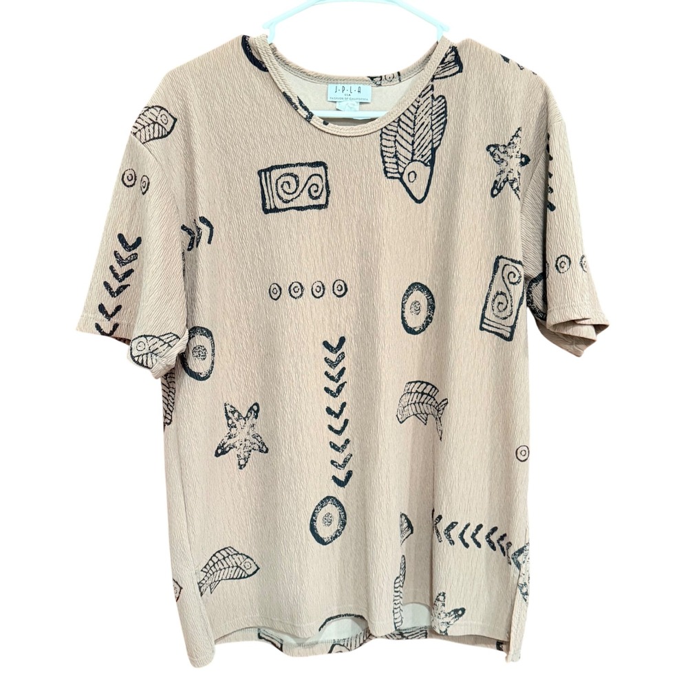 J.P.L.A Fashion of California Novelty Print Top Unique Pattern Size L
